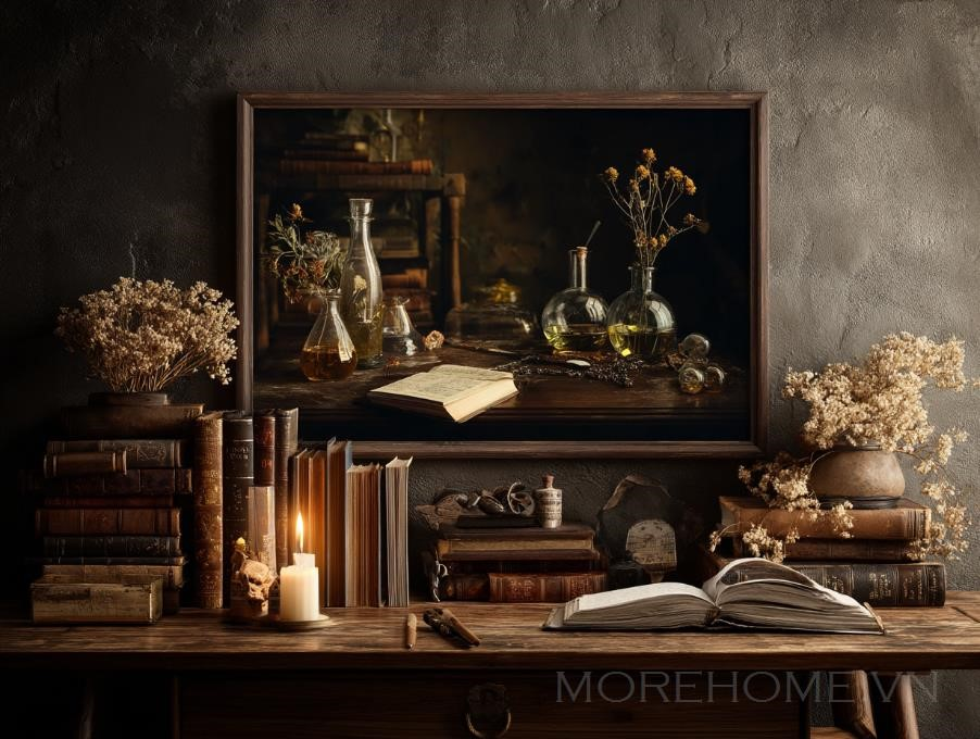 Phong cách cổ điển và hiện đại kết hợp tạo nên không gian ấm cúng...