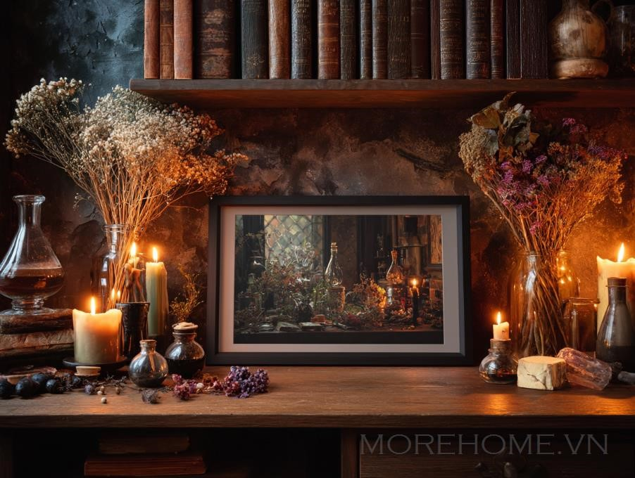 Phong cách cổ điển và hiện đại kết hợp tạo nên không gian ấm cúng...