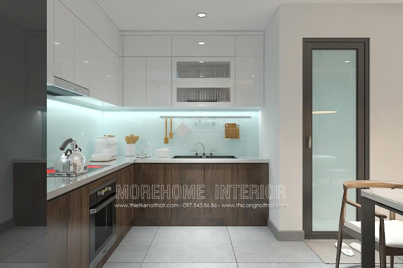 Mẫu tủ bếp chữ L hiện đại được gia chủ lựa chọn vừa tiết kiệm vừa mang lại sự sang trọng, vừa tiết kiệm được tối đa diện tích cho không gian thêm rộng và thoáng hơn. Tủ bếp hiện đại,tủ bếp đẹp hiện đại, tủ bếp An Cường
