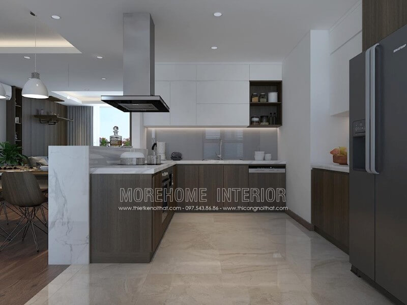 Tủ bếp gỗ công nghiệp hiện đại sang trọng Tủ bếp gỗ công nghiệp