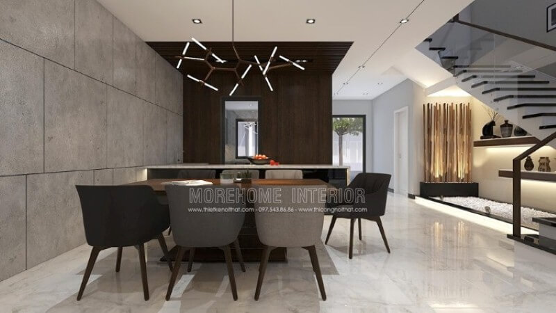 Phong cách thiết kế nội thất hiện đại sử dụng tone màu xám là điểm nhấn ấn tượng phù hợp không gian nhà phố, biệt thự. Thiết kế nội thất biệt thự