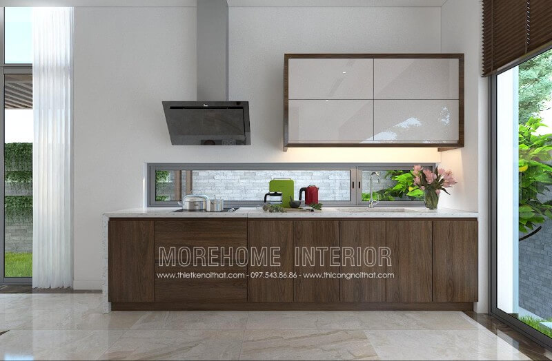 Mẫu tủ bếp sang trọng tại biệt thự Imperia Garden Nguyễn Huy Tưởng phong cách hiện đại, trẻ trung Thiết kế tủ bếp đẹp