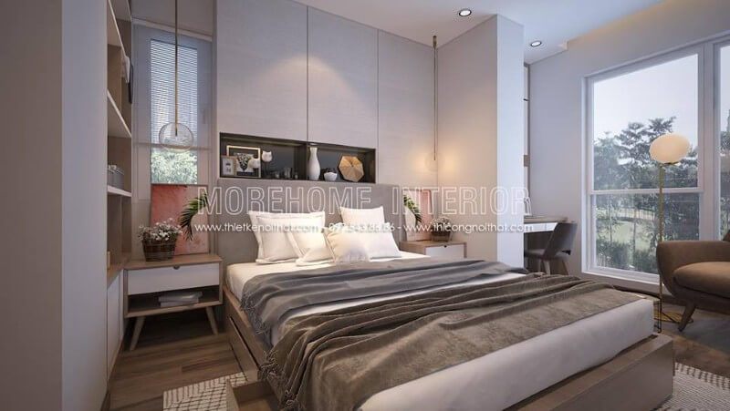Giường ngủ gỗ thông minh thiết kế các ngăn kéo phía dưới giường giúp tiết kiệm được chi phí mua đồ nội thất lại tiết kiệm được diện tích cho căn phòng