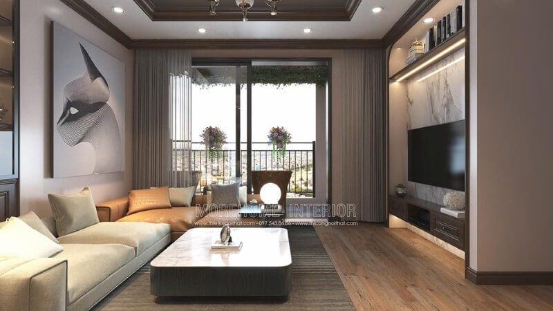 Kệ ti vi chung cư treo tường phong cách hiện đại